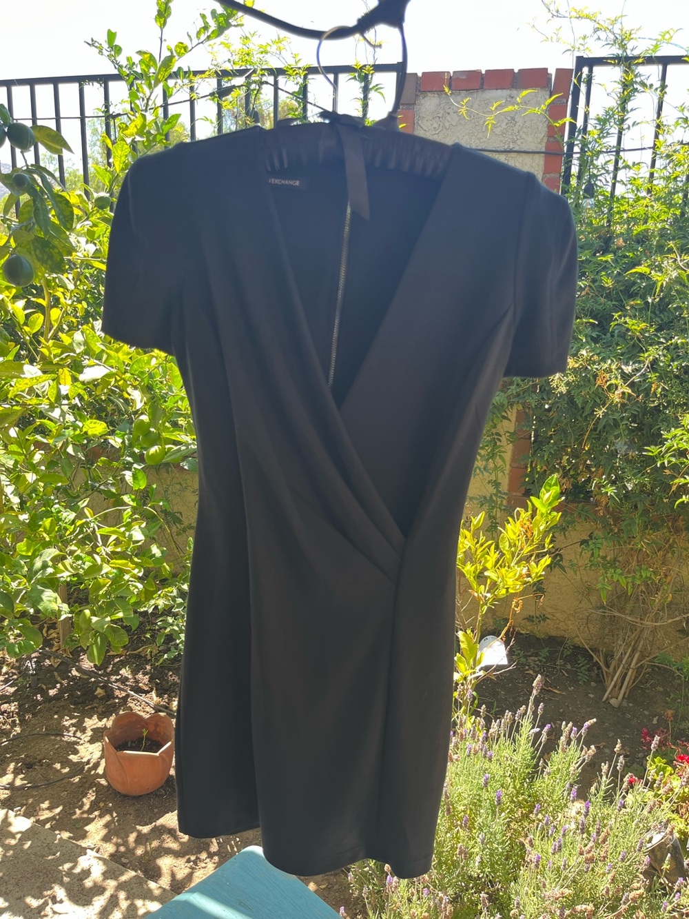 Foreign Exchange Black Faux Wrap Dress Small Made in USA